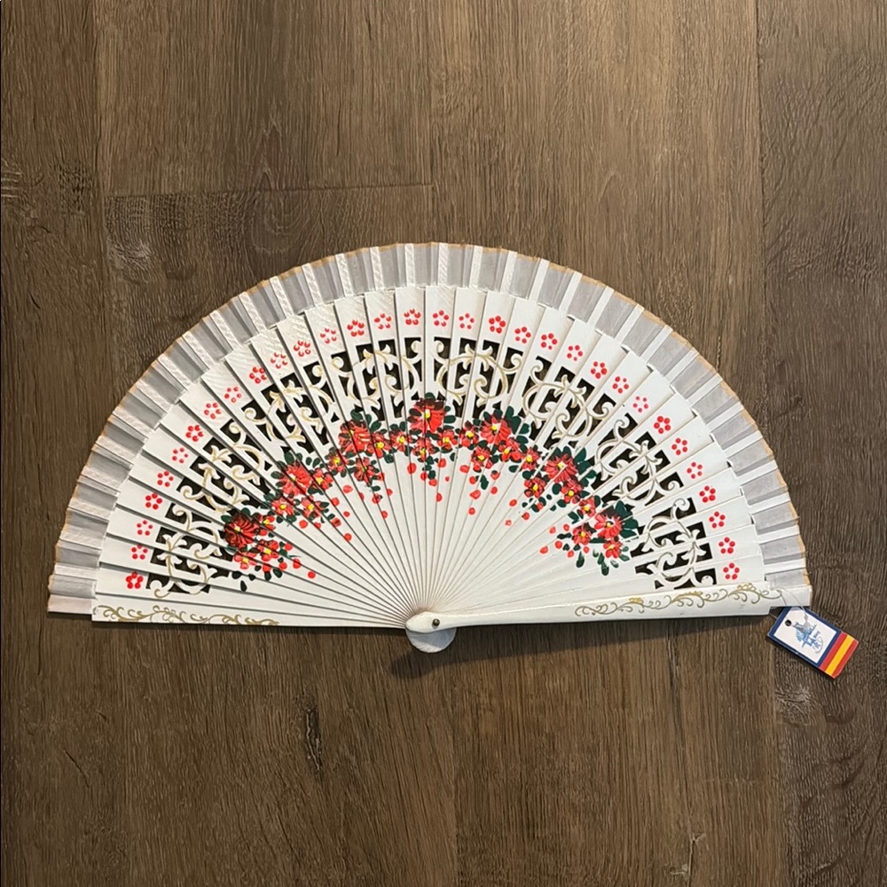 Hand Painted Spanish Made Hand Fan with Floral Design
